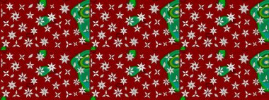 Raster Illustrasyon 'daki Çiçek Deseni' nin son moda çizimi. Kırmızı renkte çiçekler. Renkli Yaz Temalı eskiz kalıbı. Düz Çiçek Elementleri Tasarımı.