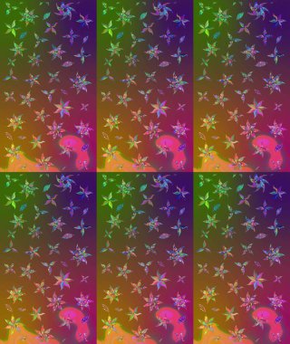 Robot resim. Kahverengi renkli çiçekler. Şirin çiçek elementleri. Raster illüstrasyonu.