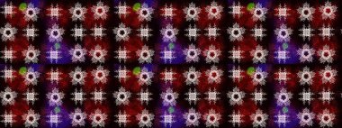 Noel ve yeni yıl moda baskıları için tatil tasarımı. Raster illüstrasyonu. Siyah, kahverengi ve kırmızı kar taneleri. Kar tanelerinin soyut arkaplanlı Noel deseni.