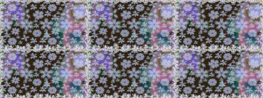 Tekstil için dikişsiz suluboya desen. Şirin çiçekli, desenli, renksiz, nötr renklerde. El çizimi çiçek pürüzsüz desen (taş)).