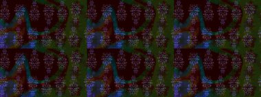 Kumaş, tekstil, duvar kağıdı baskısı için. Eski usul. Raster illüstrasyonu. Eskiz geçmişi. Renkli desenli eskiz deseni, siyah çiçekler ve dekoratif elementlerle.