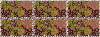 Kahverengi renkli çiçekler. Renkli Bahar Temalı Kusursuz Arkaplan. Raster illüstrasyonu. Çiçekli, suluboya desenli kusursuz çiçek deseni. Düz Çiçek Elementleri Tasarımı.