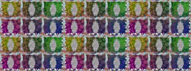 Raster illüstrasyonunda kusursuz çiçek deseni. Yeşil renkte çiçekler.