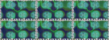 Klasik çiçekler. El çizimi, soyut ve süslü elementler. Yaz çiçekleri teması. Yeşil renkler. Suluboya resim taklit Raster illüstrasyonu.