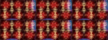 Kar tanesi süsleme deseni. Arkaplanda soyut kar taneleri olan düz tasarım. Raster illüstrasyonu. Kar taneleri arka planda. Kar taneleri deseni.