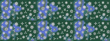 Raster çiçek desenleri çiziyor. Vadinin yeşil renkli çiçekleri.