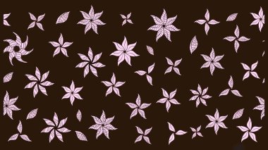 Kahverengi renkli çiçekler. Hediye ambalaj kağıdı, tebrik kartları, posterler ve pankart tasarımı. Raster düz çiçek çizim deseni.