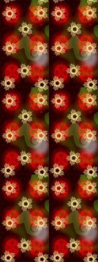 Kahverengi, kırmızı ve siyah renkli ve altın elementli geleneksel altın sarısı deseni. Barok tarzında eskiz doğulu süsü..