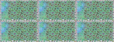 Doğadaki güzellik. Kumaş, Tekstil, Baskı ve Davetiye için arka plan. Raster illüstrasyonu. Suluboya stilinde uçan kelebeklerin kusursuz deseni. Yeşil ve gri renkler üzerine resim.