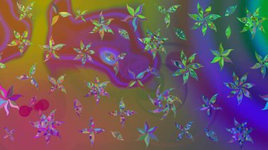 Düz Çiçek Elementleri Tasarımı. Sevimli çiçek raster deseni. Kahverengi renkli çiçekler. Renkli Bahar Teması çizim şablonu.