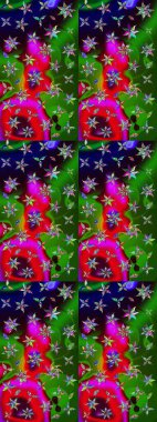 Güzel kumaş deseni. Düz Çiçek Elementleri Tasarımı. Zentangle soyut çiçekleri. Raster illüstrasyonu. Karalama çiçeği. Renkli Bahar Teması çizim şablonu.