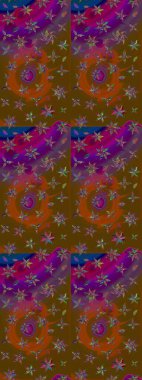 Tropik çiçek desenleri. Kahverengi renkli çiçekler. Raster illüstrasyonu.