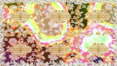 Kusursuz soyut bir arkaplan. Raster illüstrasyonu. Oriental raster klasik nötr ve altın desenli.