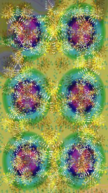 Kar tanesi süsleme deseni. Renkli arka planda izole edilmiş kar tanelerinin düz tasarımı. Kar taneleri arka planda. Kar taneleri deseni. Raster illüstrasyonu.