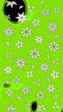 Renkli Bahar Teması eskiz kalıbı. Çiçek desenli eskiz, yaz çiçekleri. Yeşil renkli çiçekler. Düz Çiçek Elementleri Tasarımı.