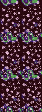 Raster Çiçek İllüstrasyonu 'nun şirin tekstili. Kahverengi renkli etnik çiçeklerle zarif bir eskiz deseni..