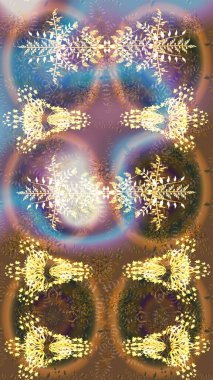 Kış kar taneleri, raster arka plan. Yüzey için tekrarlanan doku, ambalaj kağıdı, altın rengi kar tanesi.