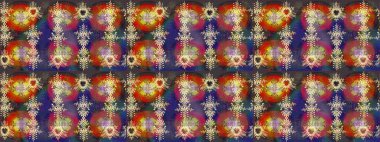 Snowflakes desen. Kar tanesi renkli desen. Renk arka plan üzerinde izole soyut kar taneleri ile düz tasarım. Raster kar taneleri arka plan. Raster illüstrasyon.