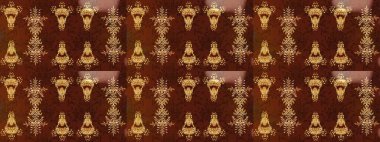 Renkli Bahar Teması eskiz kalıbı. Kahverengi, bej ve kırmızı renkli şirin çiçek desenleri. Raster Modaya uygun kumaş deseni. Düz Çiçek Elementleri Tasarımı.