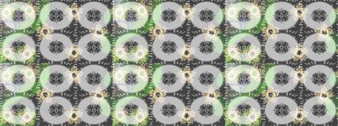 Suluboya stilinde tarafsız, yeşil ve gri renklerde. Raster illüstrasyonu. Pürüzsüz bahar deseni ve küçük çiçekler.