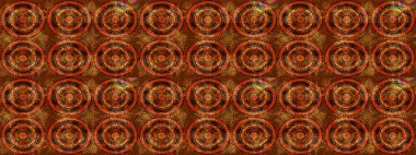 Raster illüstrasyonu. Renkler. Kahverengi, turuncu ve kırmızı kar taneleri. Noel ve yeni yıl moda baskıları için tatil tasarımı. Kar tanelerinin soyut arkaplanlı Noel deseni.