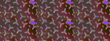 Raster kahverengi, yeşil ve mor kar tanelerinden izole edilmiş. Güzel bir kış süsü. Raster illüstrasyonu. Kar taneleri koleksiyonu.