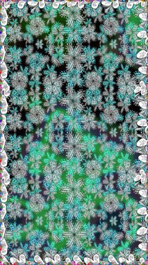 Gri renkli parlak çiçekli halı ile kusursuz desen..