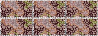 Renkli Bahar Temalı Kusursuz Arkaplan. Kusursuz çiçek deseni. Raster illüstrasyonu. Güzel kumaş deseni. Düz Çiçek Elementleri Tasarımı. Asya tekstil tarzında.