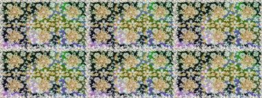 Altın antika ortaçağ dekoratifi, yapraklar ve gri renkli altın desenli süslemeleri olan pürüzsüz bir şablon. Kusursuz kraliyet lüksü, altın barok kumaş rengi..