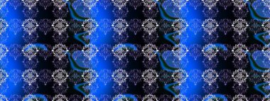 Klasik taslak çizimi. Raster Yumuşak kumaş deseni. Çiçek mavisi, siyah ve mor dikişsiz desen. Raster çiçek izi..