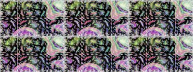 Düz Çiçek Elementleri Tasarımı. Siyah renkli çiçekler. Renkli Yaz Temalı Kusursuz Arkaplan. Sevimli çiçek raster deseni.