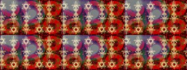 Güzel kumaş deseni. Düz Çiçek Elementleri Tasarımı. Renkli Bahar Teması eskiz kalıbı. Raster illüstrasyonunda çiçek deseni çizimi.