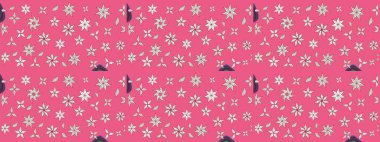 Çiçek desenli çizim. Raster illüstrasyonu. Asya tekstil tarzında. Pembe renkli çiçekler. Raster illüstrasyonu.