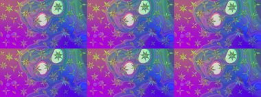 Raster suluboya çiçek deseni, narin çiçekler, menekşe çiçekleri, tebrik kartı şablonu. Güzel kumaş deseni.