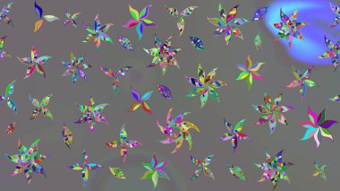 Vadinin gri renkli çiçekleri. Raster çiçek desenleri çiziyor..