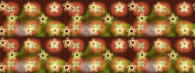 Raster illüstrasyonu. Güzel bir kış süsü. Raster kahverengi, turuncu ve yeşil kar tanelerinden izole edilmiş. Kar taneleri koleksiyonu.