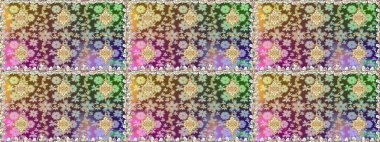 Kusursuz oryantal klasik altın desen. Tarafsız renklerde altın tekrarlayan elementler içeren Raster soyut arkaplanı.