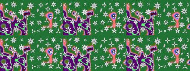 Çiçekli yeşil renkte bir çiçek deseni çiz. Suluboya tarzında yeşil renkte çiçekler.