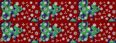 Raster Çiçek İllüstrasyonu güzel tekstil. Kırmızı renkli etnik çiçeklerle zarif bir eskiz şekli..