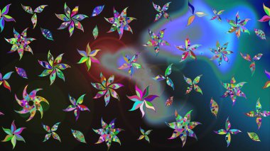 Gri renkler. Yaz çiçekleri teması. Suluboya resim taklit Raster çizimi. Klasik çiçekler. El çizimi soyut süslü elementler.