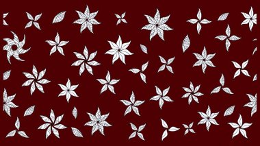 Raster çiçek desenli çiçek deseni, yapraklar, dekoratif elementler, sıçrama, lekeler, el çizimi kontur çizgileri ve Doodle çizim stili, grafik raster çizim çizimi.