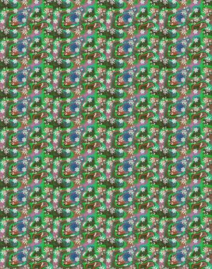 Raster suluboya çiçek deseni, narin çiçekler, yeşil çiçekler, tebrik kartı şablonu. Raster Güzel kumaş deseni.