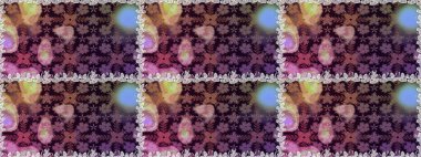 Raster illüstrasyonunda kusursuz çiçek deseni. Kahverengi renkli çiçekler. Düz Çiçek Elementleri Tasarımı. Renkli Bahar Teması Kusursuz Arkaplan.