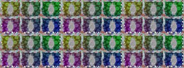 Bahar Tema Dikişsiz desen arka plan rengi. Düz çiçek öğeleri tasarım. Raster çizimde sorunsuz çiçek desenli. Fantezi kumaş deseni.