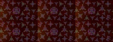 Çocuksu tasarım. Elle çizilmiş çiçek desenli Raster çizimi. Tekstil, kumaş, ambalaj, hatıra defteri için hoş bir çiçek arkaplanı. Kahverengi, siyah ve yeşil arkaplanda.