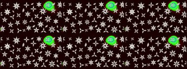 Siyah renklere karalamalar çizilmiş çiçek deseni. Raster illüstrasyonu.