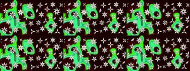 Raster Illustrasyon 'daki Çiçek Deseni' nin son moda çizimi. Güzel kumaş deseni. Renkli Yaz Temalı eskiz kalıbı. Düz Çiçek Elementleri Tasarımı.