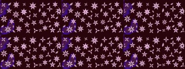 Millefleur 'lar. Küçük kahverengi çiçekli oldukça eski bir besin torbası deseni. Tekstil, kumaş, kapaklar, duvar kağıtları, baskı, paket, koleksiyon defteri, örgü, dekupaj için çiçek arkaplanı..