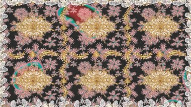 Sembol bayramı, yeni yıl kutlamaları, altın desenler. Kış kar dokusu duvar kağıdı. Noel altın kar tanesi kusursuz desen. Gri renkli altın kar taneleri.