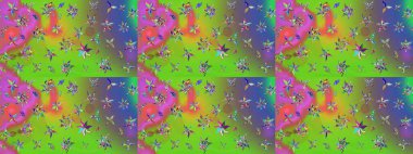Raster illüstrasyonundaki çiçek desenli çizim. Yeşil renkte çiçekler.